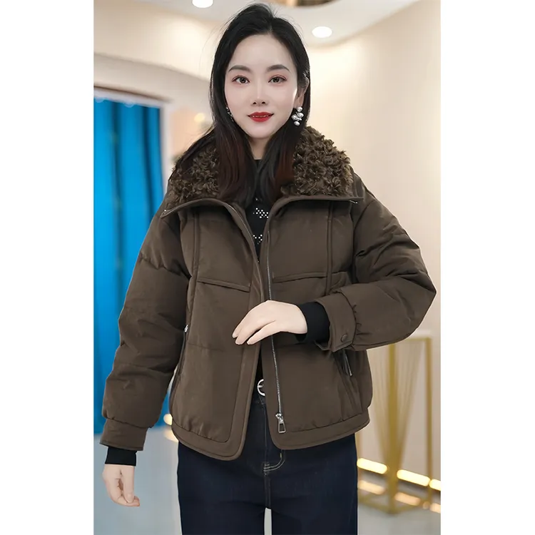 【JJ-Q507】2025年秋冬新款鹅绒保暖时尚气质款毛领女鹅绒服外套