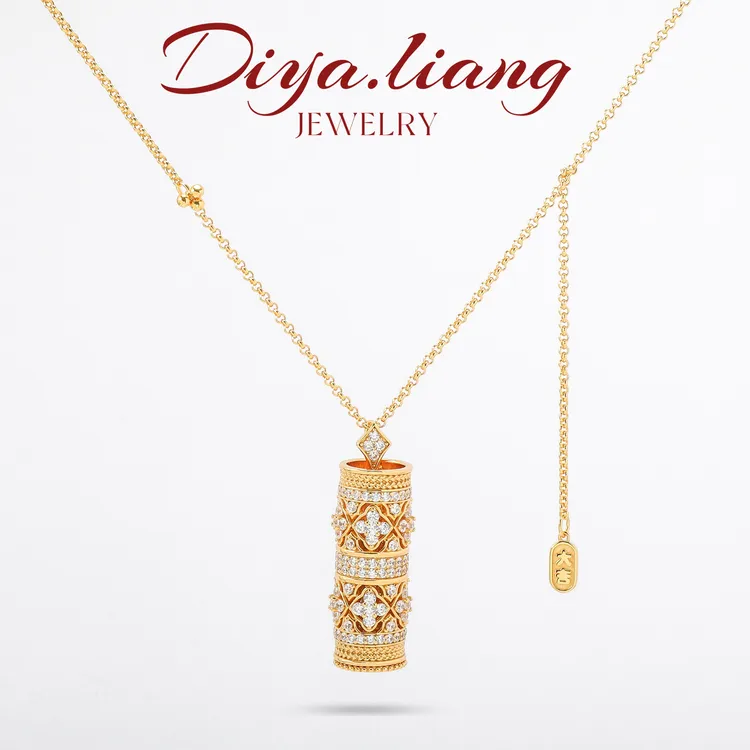 坠链均925银 梁雅帝新品【福缘金刚杵转经筒】精工匠心纯银项链