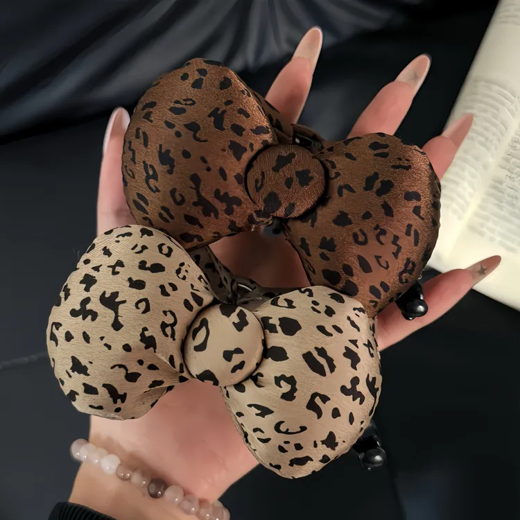 元气满满秋冬氛围感豹纹蝴蝶结香蕉夹韩系ins风高马尾发夹抓夹
