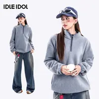 IDLE IDOL爆款磨毛卫衣休闲半开领拉链保暖纯色简约情侣款卫衣