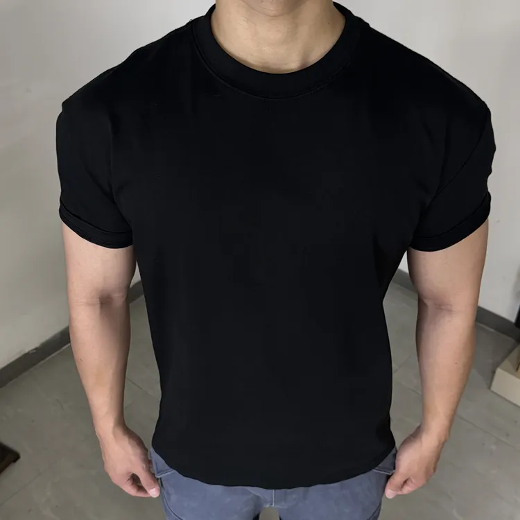 索罗娜基础短袖轻薄舒适显壮收袖口打底健身小领口T恤男士夏季