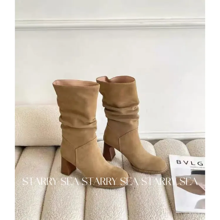 PP福利 赵露思同款 西部风堆堆骑士靴尖头靴#PP0090XZ