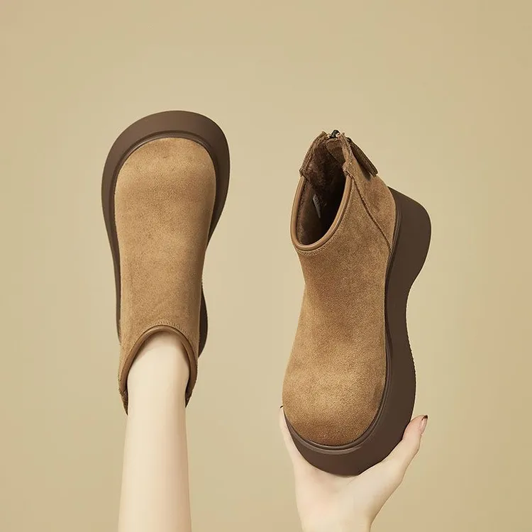 厚底勃肯短靴女款2025秋冬复古气质加绒英伦风马丁靴