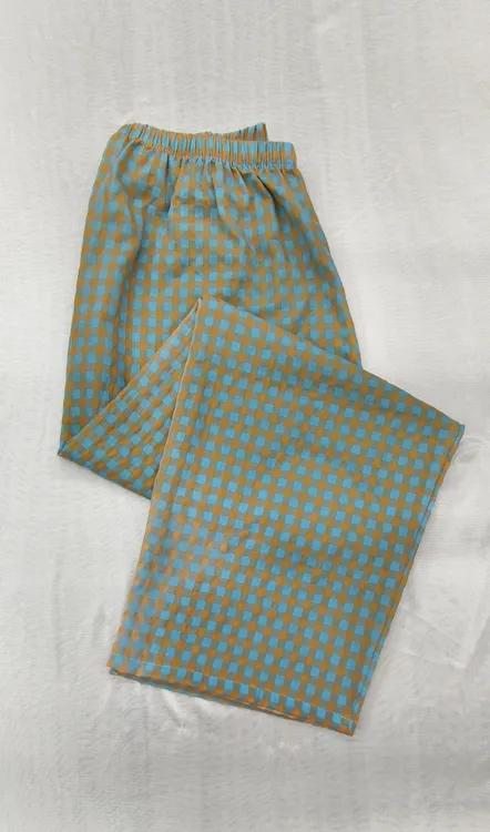 女士格子透气长裤春秋夏季可外穿居家休闲遛弯睡裤