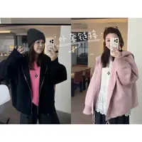 晶咕佳佳【紫藤雾语】连帽款式立裁双面呢外套时尚休闲宽松