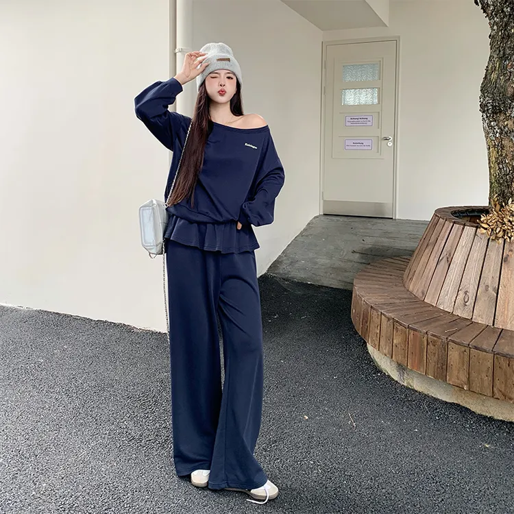 5936大码时尚套装秋季直筒高腰大码韩版两件套