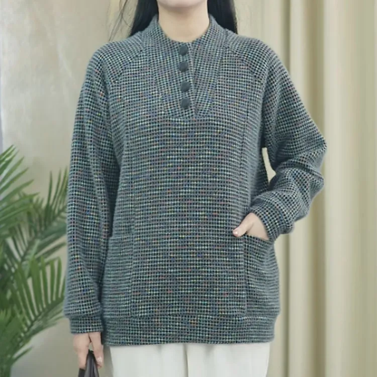 加厚保暖大码女装CT90显瘦遮肚绒衫百搭气质卫衣冬季宽松女装上衣