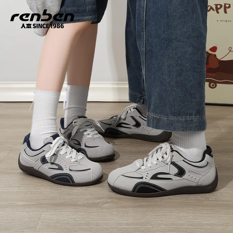 人本情侣款赛车鞋2025新款秋季车缝线素面青年休闲酷炫百搭赛车鞋