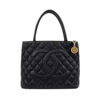 99新 Chanel/香奈儿 黑色荔枝皮希尔顿金币/银币经典款手提包