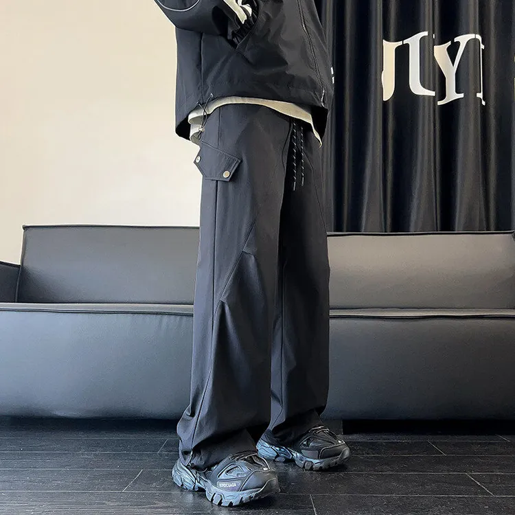 Lxy蓝星宇加绒可选美式工装冲锋裤冬春防水休闲裤宽松青少年24114