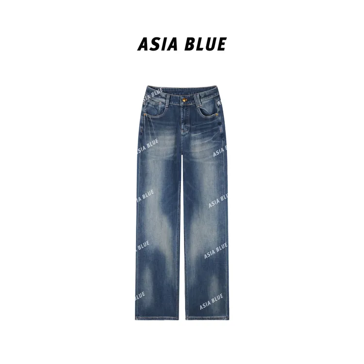 【ASIA BLUE】· 思归 · 秋冬款随便弹重工不规则洗水窄版直筒牛仔裤