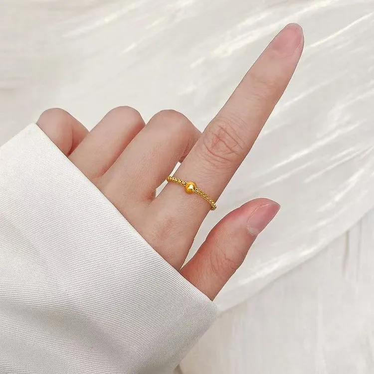 钛钢戒指 不掉色ins冷淡风转运珠戒指软链素圈食指环0117