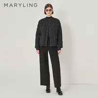 MARYLING玛俪琳秋季新品黑色圆领箱型短款羽绒服A1DGW96160