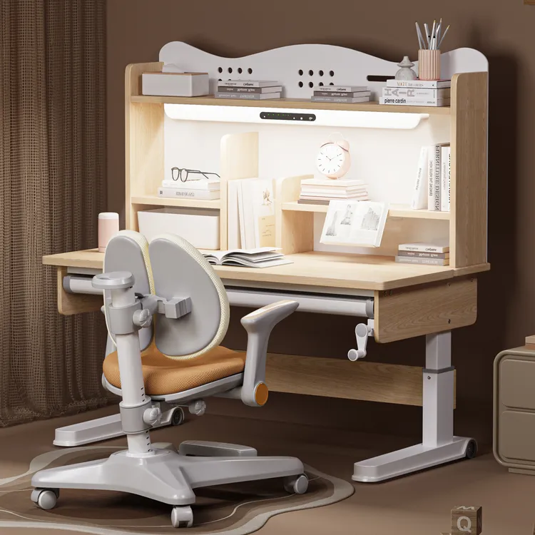 儿童学习桌小学生家用实木书桌可升降桌椅套装2025新款护眼写字桌
