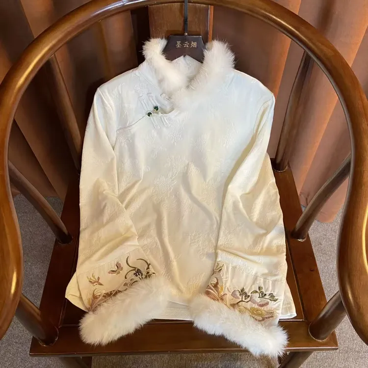 【冠玉】新中式时尚女装秋冬气质优雅百搭衬衫中国风女士打底衫上衣