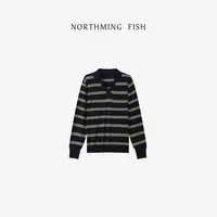 NorthMing fish「船票」休闲随性 慵懒显瘦撞色条纹绵羊毛针织衫