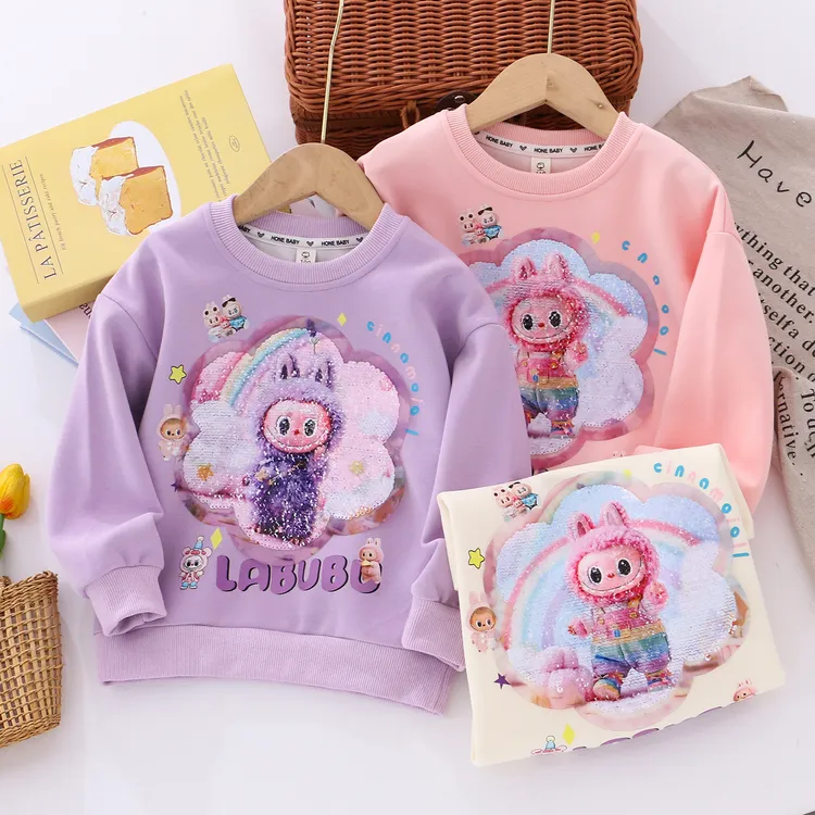 女童纯棉变色亮片休闲卫衣25秋冬新款童装儿童小女孩宝宝加厚上衣