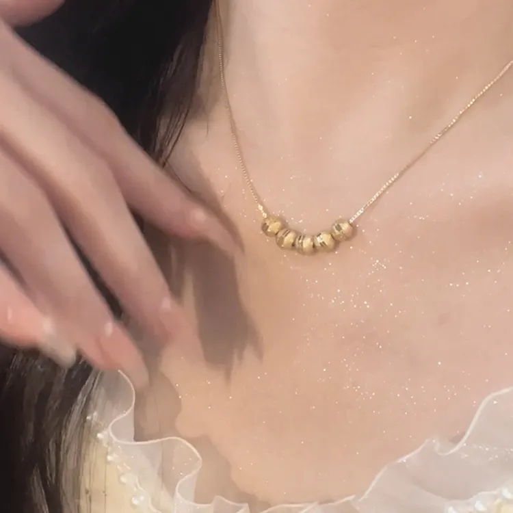 合金项链 五福临门项链女款转运珠吊坠轻奢小众设计感颈链锁骨链