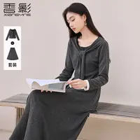 【香影】A85A318时尚套装 香影休闲中灰色套装两件套女秋季新款