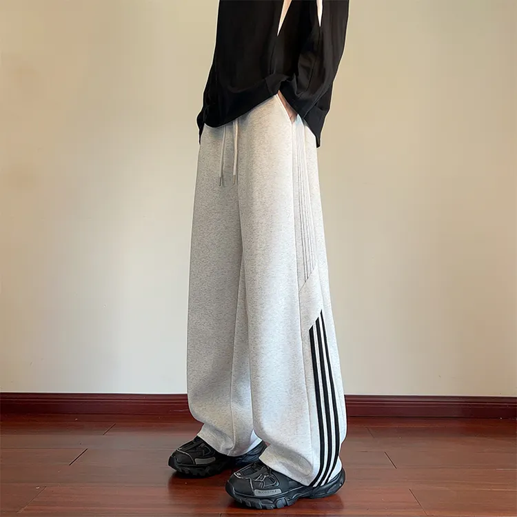 霄桂姿直筒长裤百搭潮流秋季ins高街垂感男生条纹卫裤宽松休闲裤