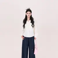【出游计划】蛋妹观与大码女装微胖mm秋季V领长袖显瘦上衣DM32306