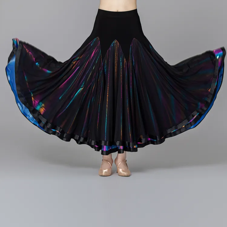 新款跳舞裙子华尔兹探戈国标舞蹈练功裙交谊舞半身裙摩登舞大摆裙