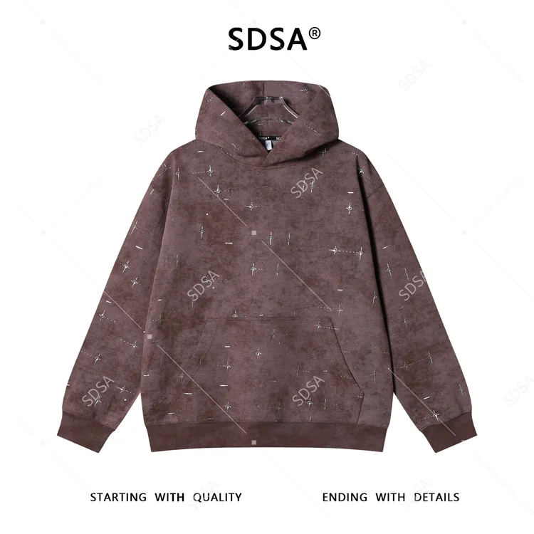 SDSA男士秋冬新款痞帅男装美式复古扎染滴胶设计连帽卫衣百搭时尚