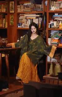 月畔湾【格子衫】新中式秋季国风显瘦复古气质上衣长袖上衣