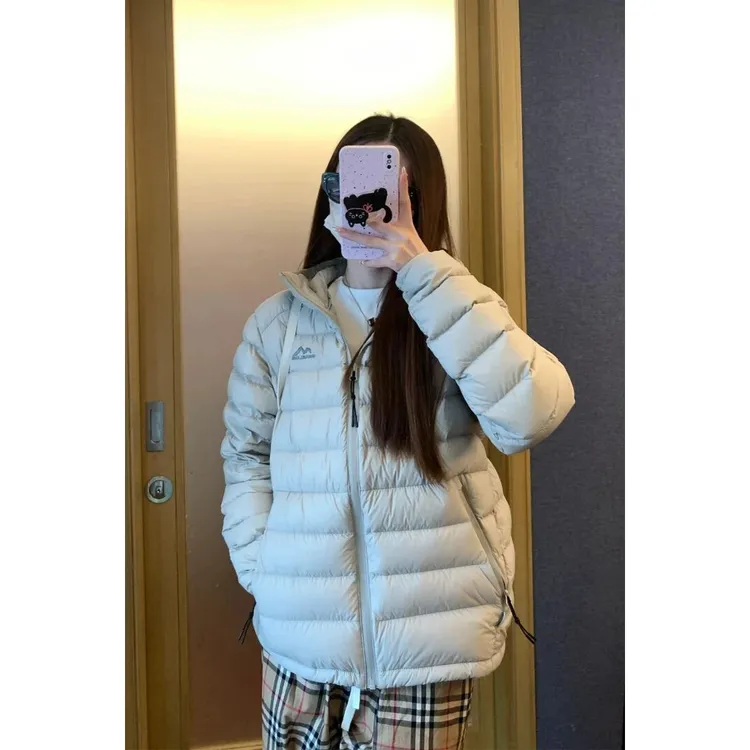 韩系轻薄秋冬羽绒外套棉服女连帽修身小个子设计感排骨羽绒棉服女