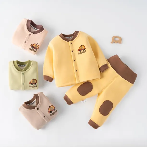 【二代升级款】婴儿加绒保暖冬季套装卡通男女宝宝保暖套装