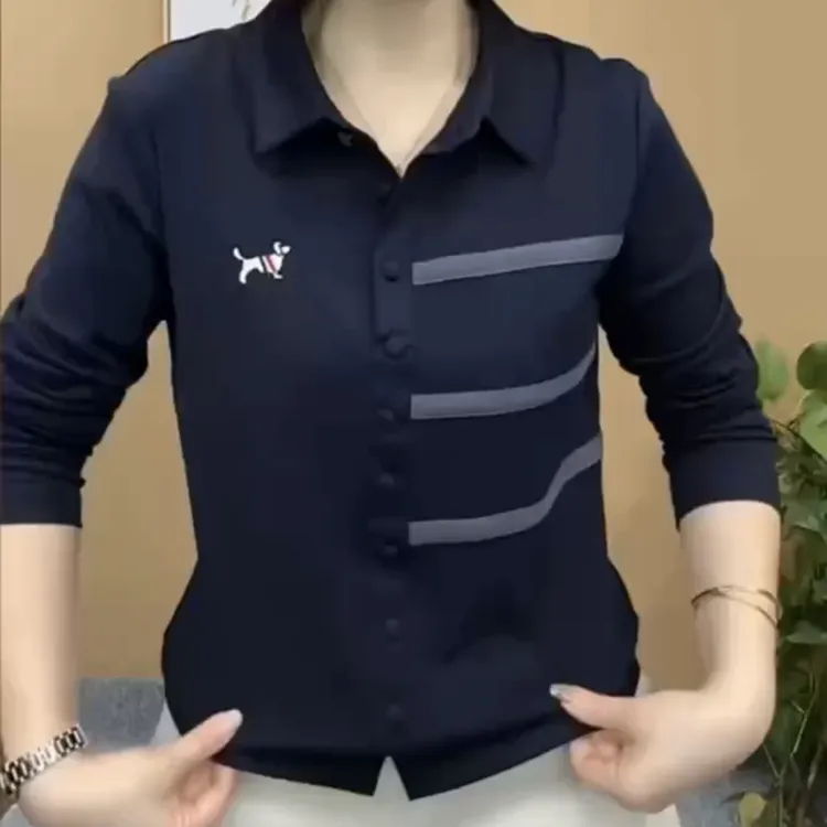 气质显瘦极简风长袖衬衫修身款翻领百搭上衣