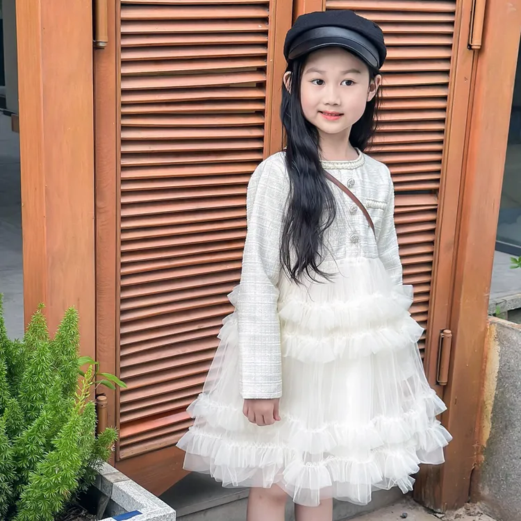 女童小香风千金风连衣裙春秋2025新款蓬蓬洋气儿童女孩公主蛋糕裙