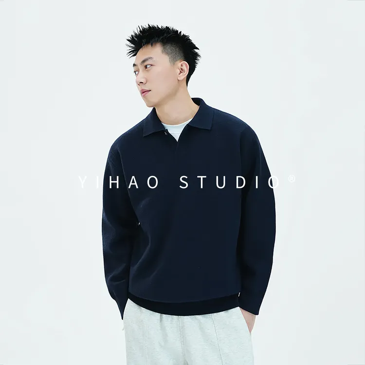 YIHAO STUDIO秋冬男士老钱风针织衫毛衣高级感长袖穿搭羊毛混纺