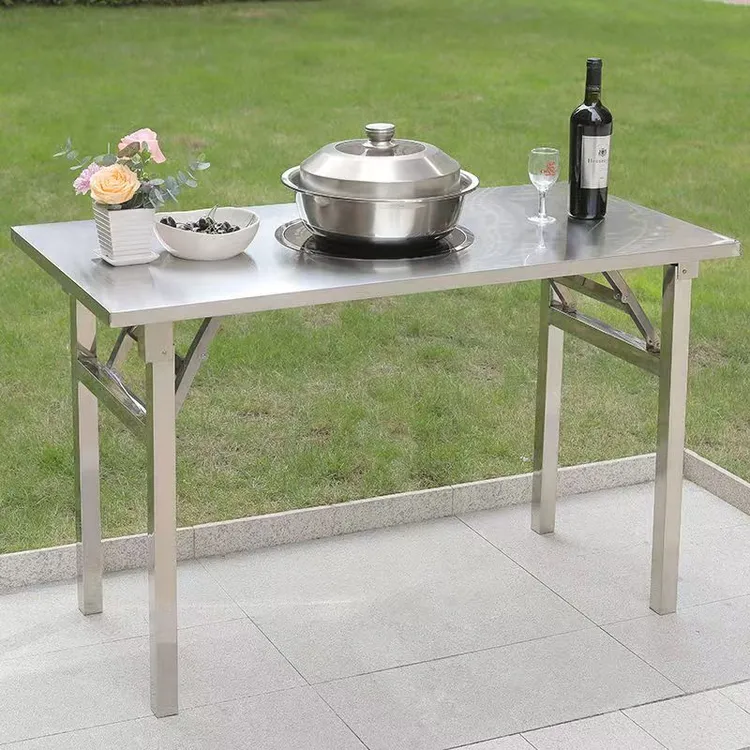 不锈钢折叠小吃桌便携烧烤桌长方形出租房吃饭桌夜市摆摊桌小户型