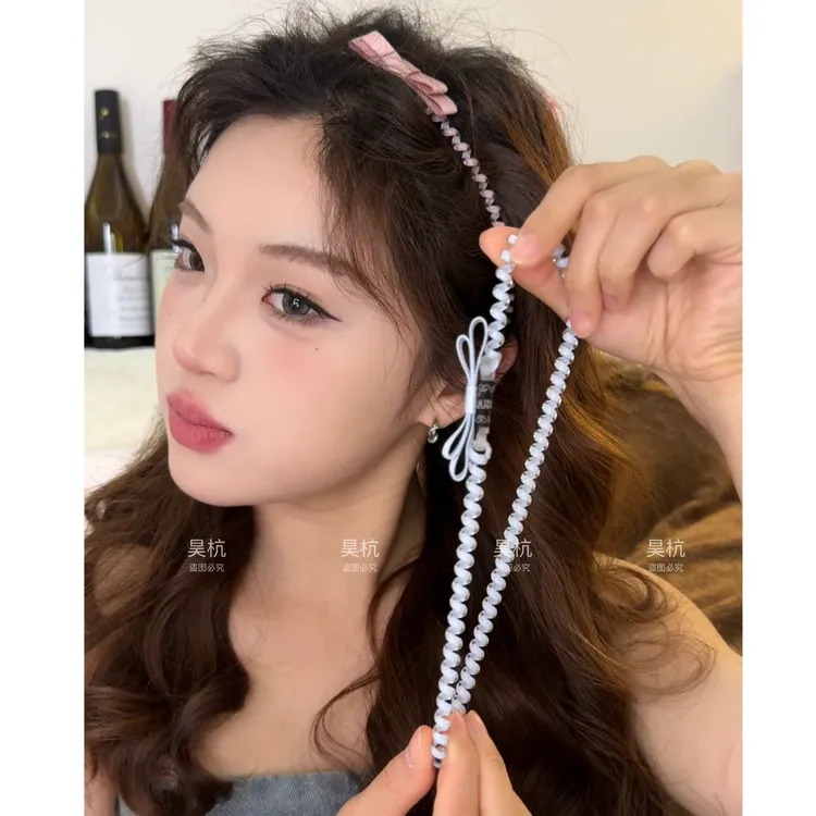 一款四戴！可做chocker！新款夏甜妹电话线发绳发箍氛围感发圈发带