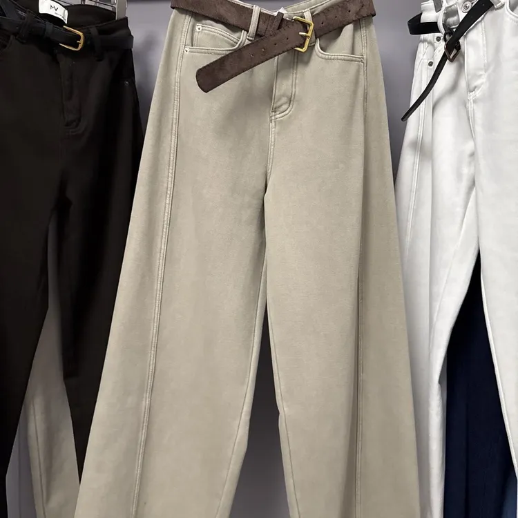MV0806新款韩版高腰百搭修身显瘦时尚直筒阔腿休闲牛仔裤弯刀裤