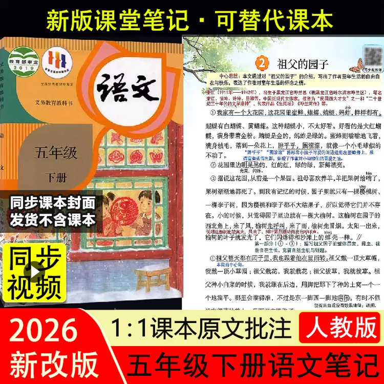 2026新版语文课堂笔记5五年级下册人教版同步课本有视频讲解随堂