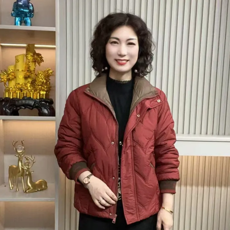 妈妈装流光风流行时尚潮牌女装宽松秋冬装加棉外套休闲百搭长袖