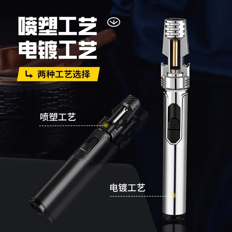新款防风直冲喷式金属打火机带开瓶器照明装饰功能适用于户外烧