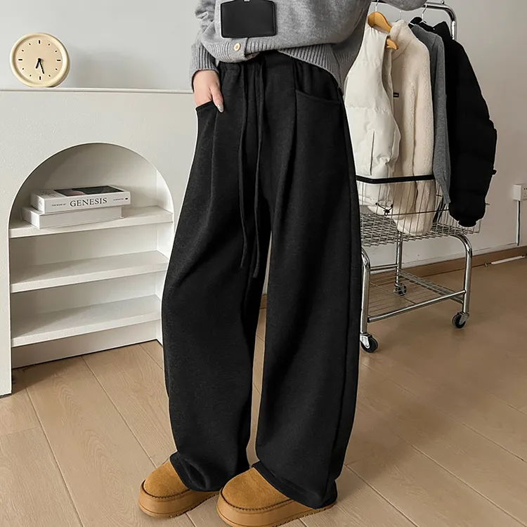 慵懒云朵绒加绒加厚宽松百搭阔腿裤弯刀裤