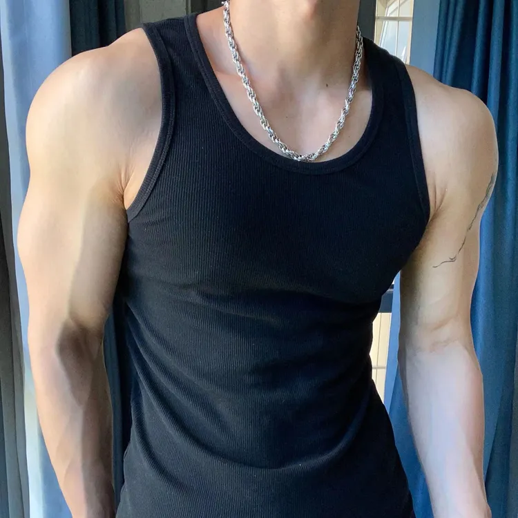 无领纯色修身型免烫薄款夏季背心无袖运动上衣马甲速干跑步弹力