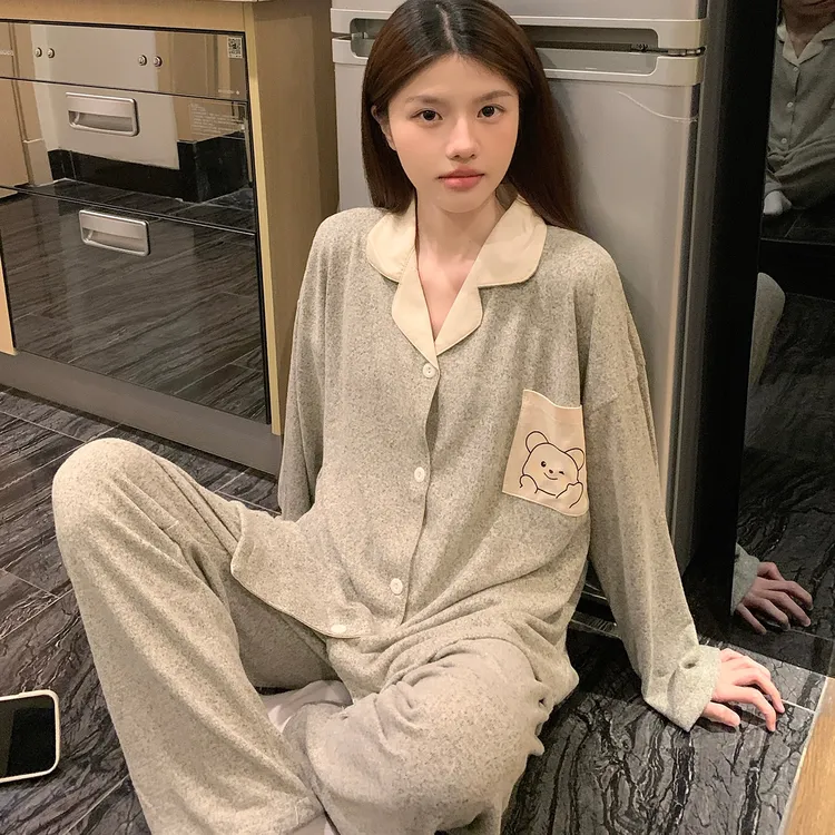 秋季2025新款彩棉睡衣女款可外穿网红长袖长裤宽松休闲家居服套装