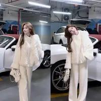 【婷婷】《中古世家•一衣四穿》拉绒套装狐狸毛马甲 贵气套装25DK6391