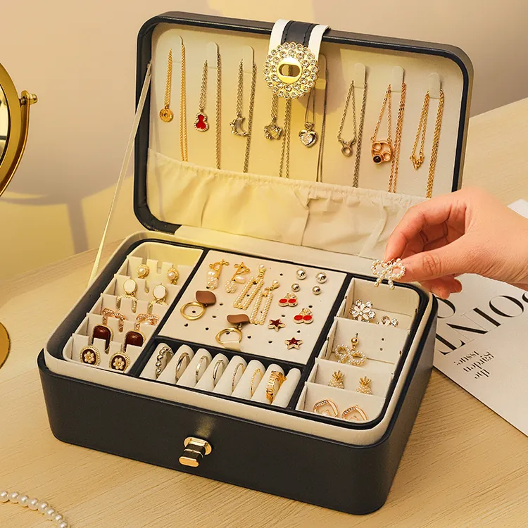 高档首饰收纳盒项链耳钉耳环耳饰高级精致手镯饰品黄金珠宝款