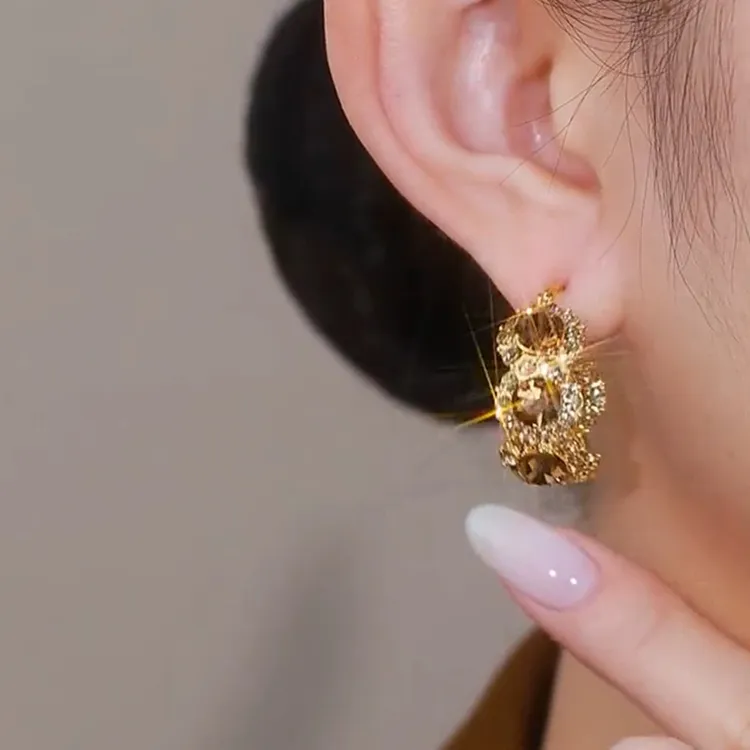 铜合金耳饰 新款高级感时尚气质美拉德复古港风大气耳圈