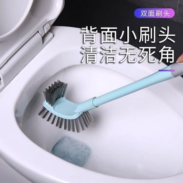 加厚塑料长柄双面去死角软毛清洁马桶刷卫生间弯曲厕所刷子缝隙刷