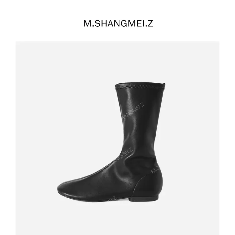 M.SHANGMEI.Z/沐熙美大哥气质轻奢洋气时尚百搭中筒短靴F10436