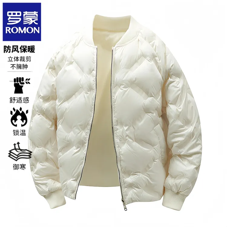 Romon/罗蒙美式帅气棉衣男士冬季新款加厚棒球领棉服休闲外套夹克