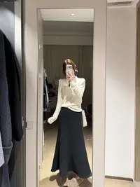 加绒鱼尾裙1.0/显瘦半身裙黑色百搭秋冬气质冬季
