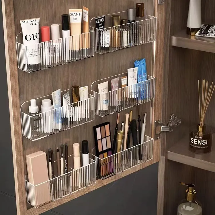 镜柜壁挂收纳盒洗漱用品化妆品面膜透明多格卫生间免打孔置物架